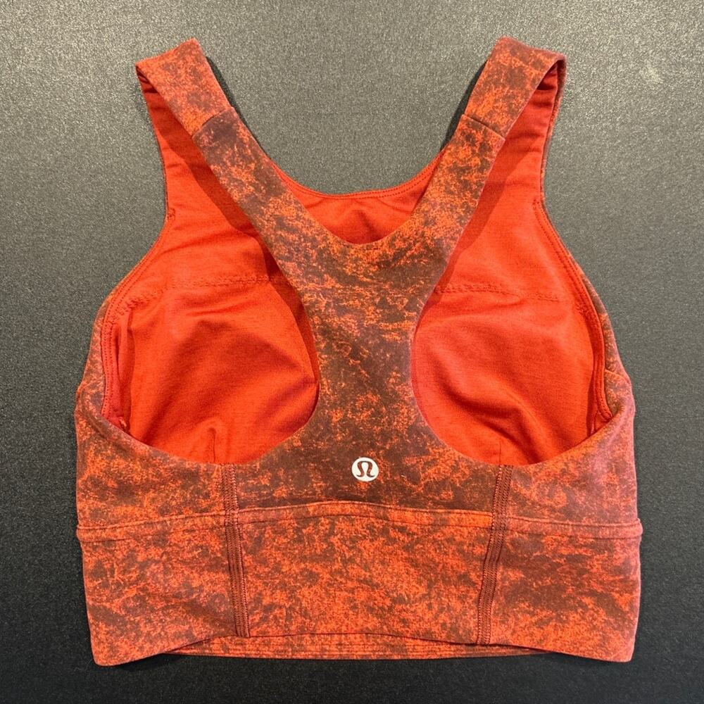 Lululemon Sports Bra Thick Band Scoop Neck, Orange Acid Wash, Women's Size 2 - Picture 2 of 4